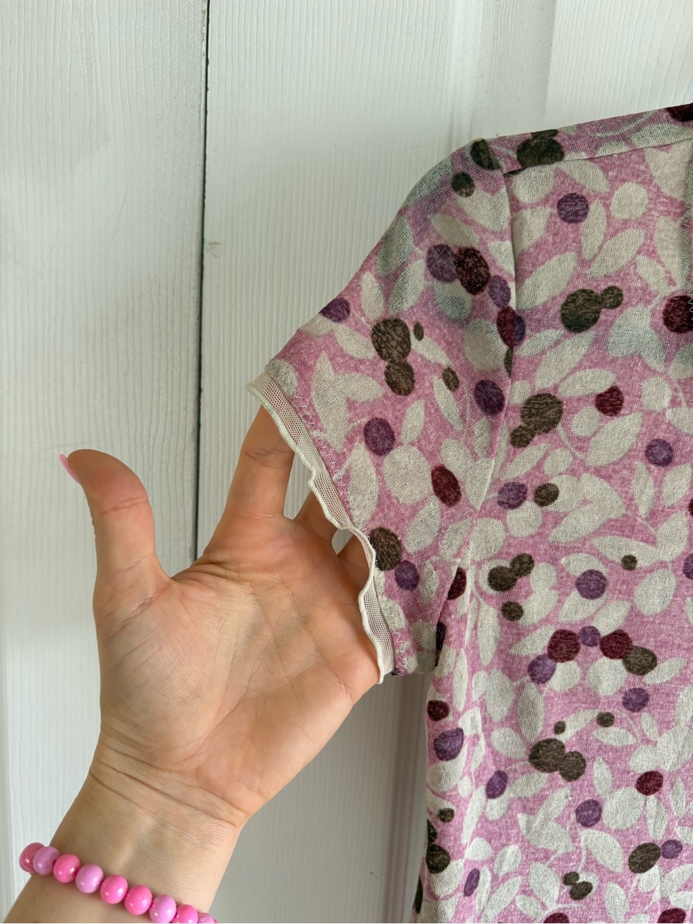 Vintage J Jill Korea Pink Berries Floral‎ Blouse Romantic Fairy Blouse Top S - Picture 4 of 9